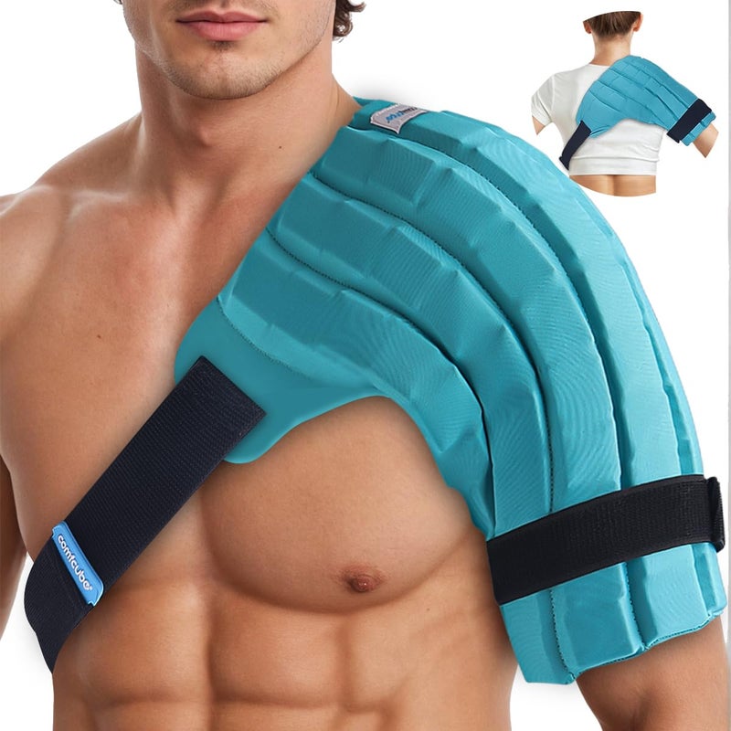 Comfcube Shoulder Ice Pack Wrap for Injuries 2 Hours Long Lasting Rotator Cuff Cold Therapy Flexible Shoulder Ice Pack for Pain Relief FSA Eligible Cold Pack for Tendinitis Surgery Swelling